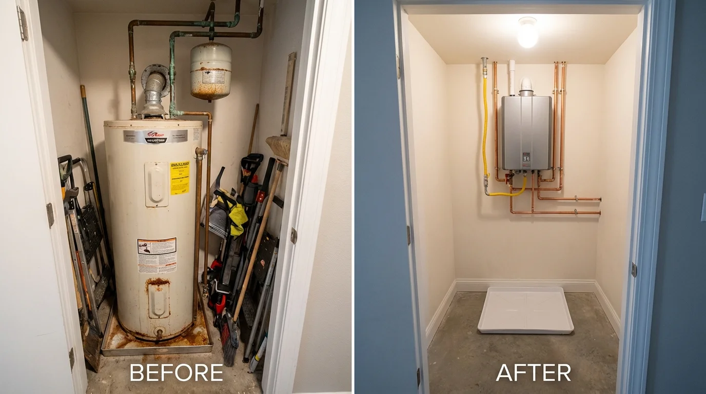 Tank water heater versus wall-mounted tankless unit comparison for Allen, TX homeowners