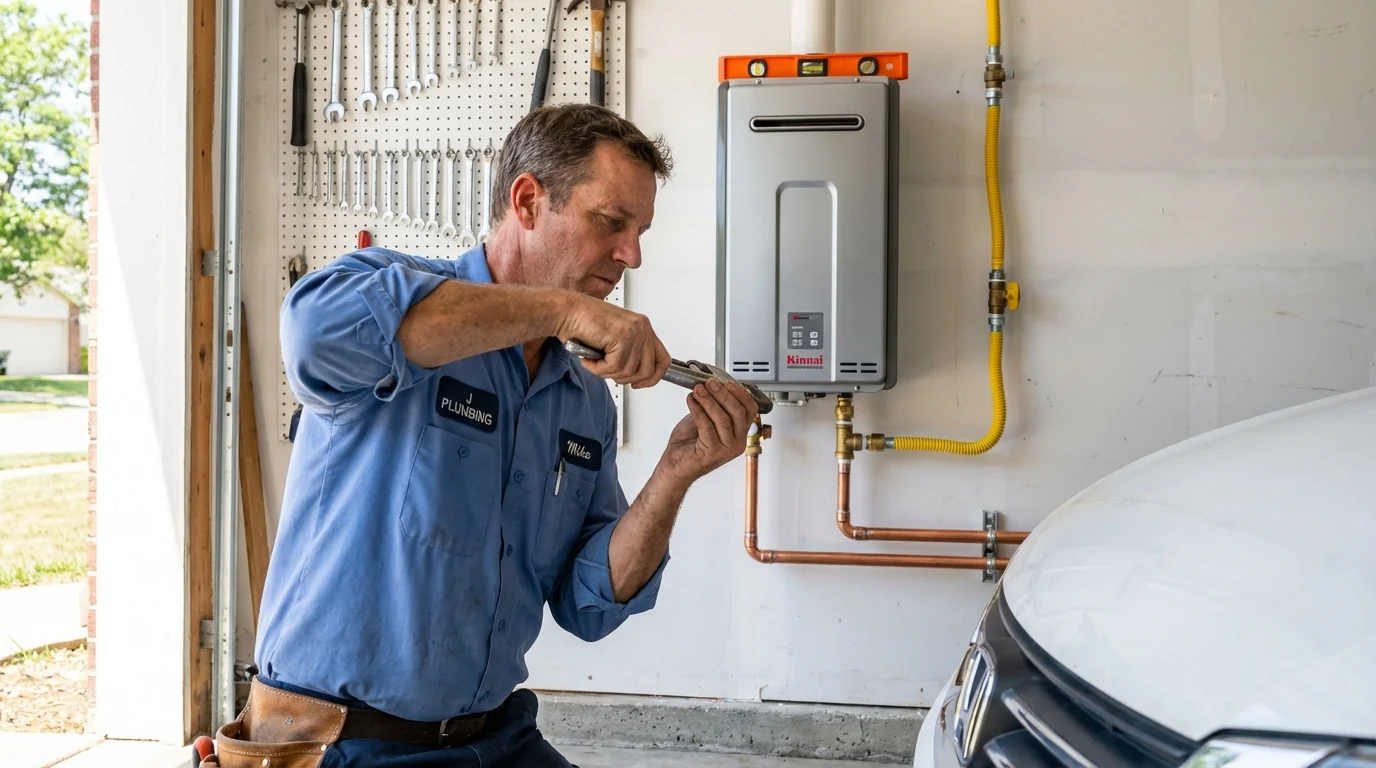 Tankless water heater installation by a Johns Plumbing LLC plumber in Allen